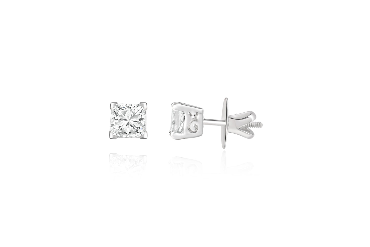 4 Ct CLASSIC PRINCESS SOLITAIRE STUDS