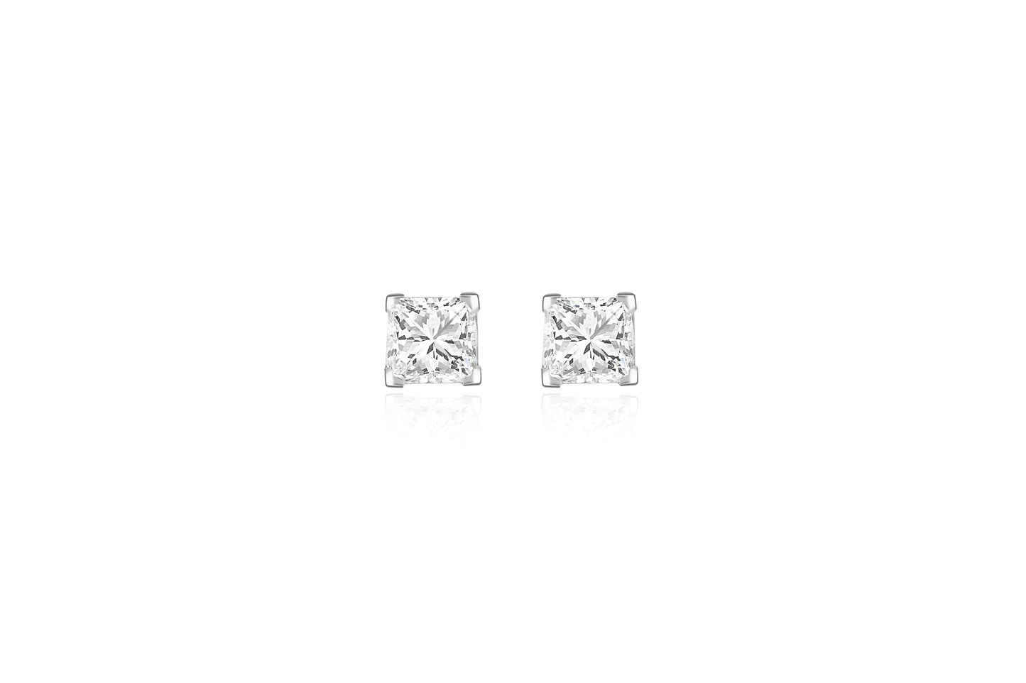 4 Ct CLASSIC PRINCESS SOLITAIRE STUDS