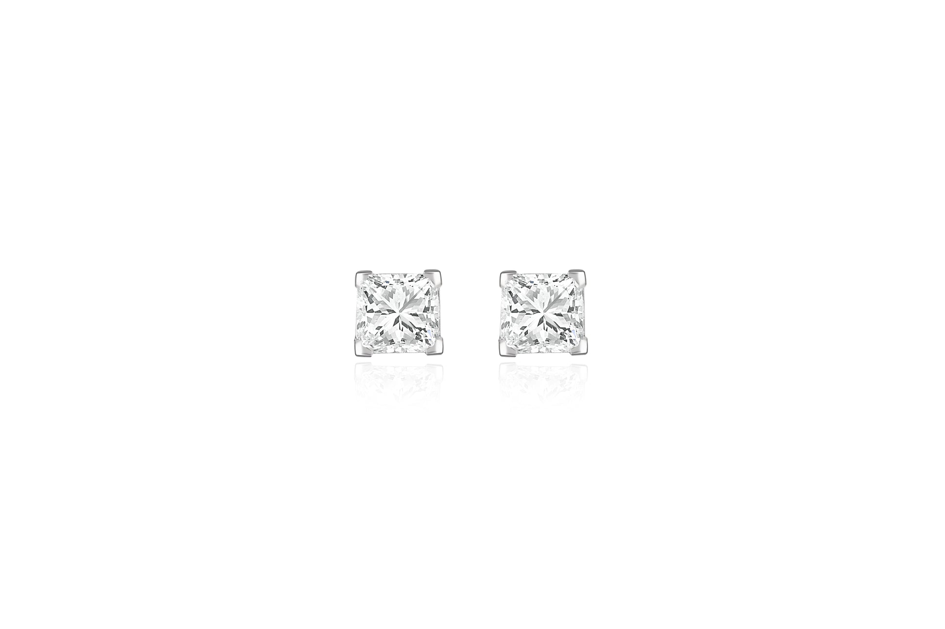 4 Ct CLASSIC PRINCESS SOLITAIRE STUDS